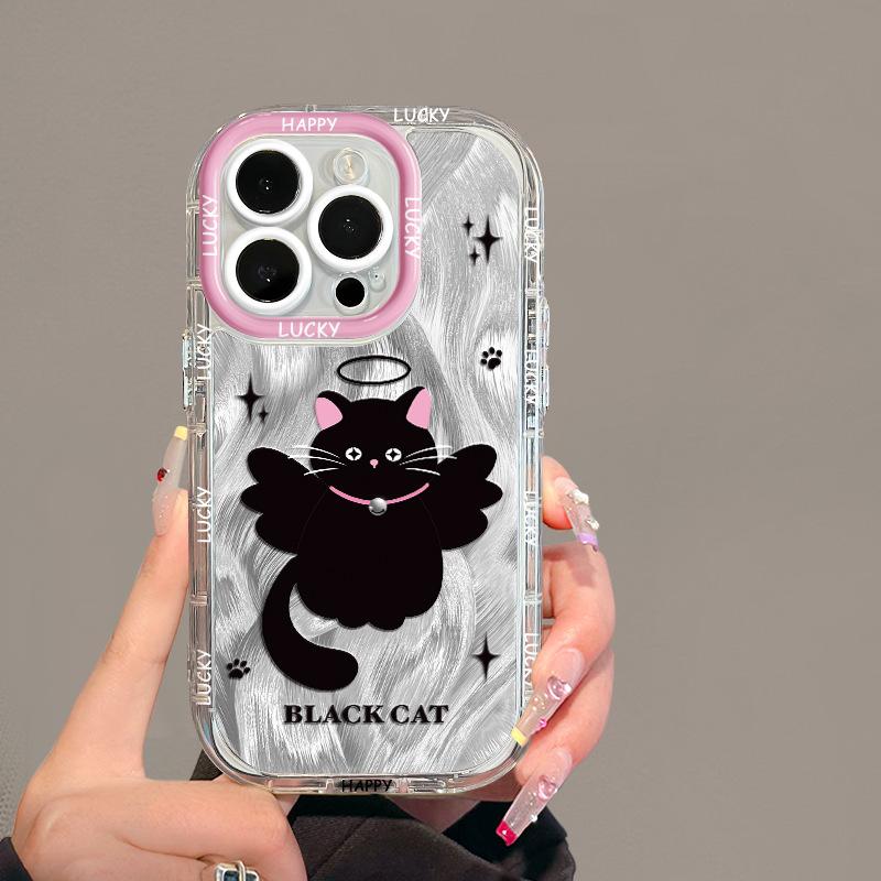 Cartoon Engel Katze für Apple 16promax Handyhülle für IPhone15plus Feder Creme 14/13