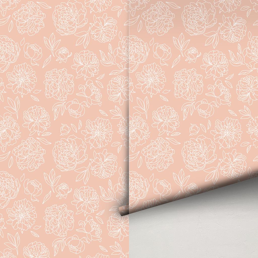 Peel and Stick Peony Floral Wallpaper Self Adhesive Blooming Flower Wall Decor Paper Waterproof Cabinet Sticker