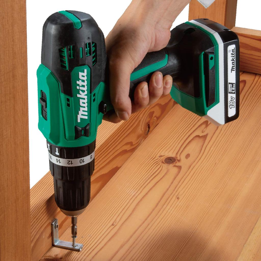Makita MHP003DSX Rechargeable Impact Driver 18V with Battery and Green Drill, 1.5Ah, Charger,