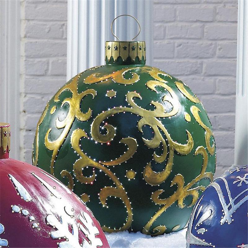 60cm Outdoor Christmas Inflatable Decorated Ball PVC Giant Big Large Balls Xmas Tree Decorations Toy Ball Without Light Ornament