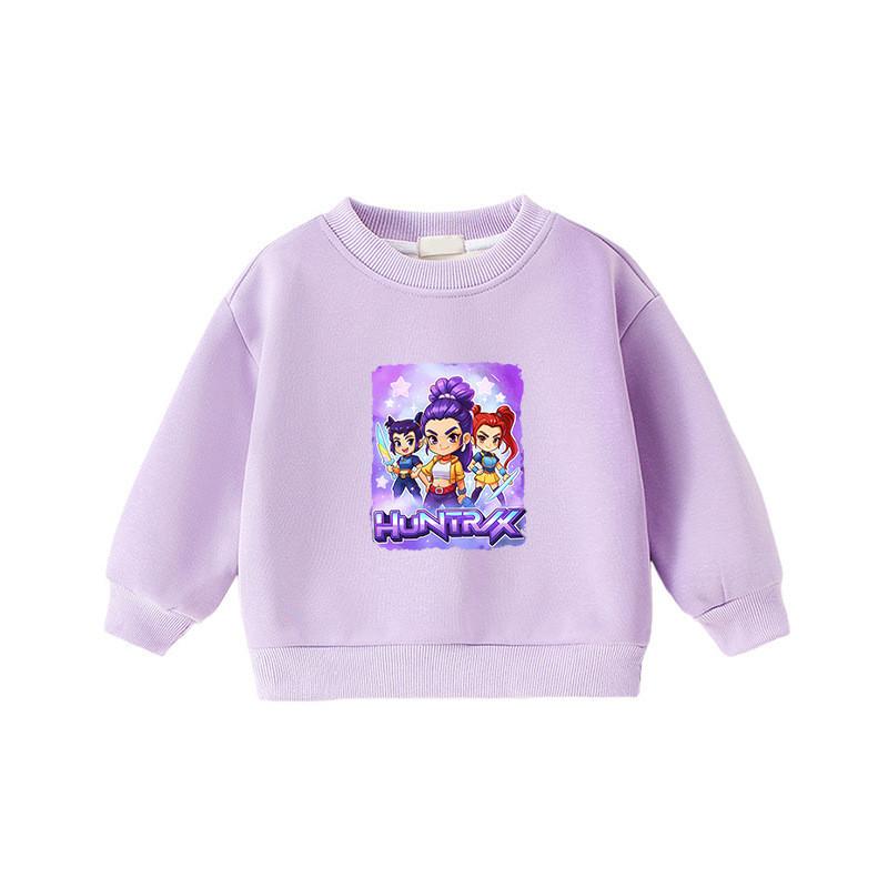 Multi-color Children Girls Kpop Hunters Rumi Zoey Mira Print Long Sleeves Round Neck Sweatshirt