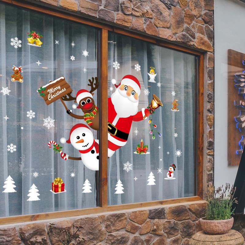 Christmas Window Stickers Santa Claus Snowflake DIY Wall Decal 2026 Christmas Decorations For Home New Year Ornaments Gift 2026