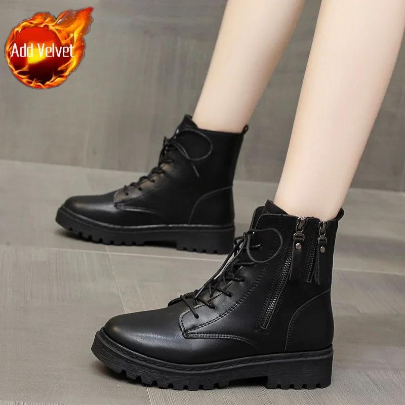 Fashion Elegant With Medium Heels Woman Short Shoes High Platform Winter 2024 Ankle Boots for Women Quality Autumn Y2k Spring Pu Booties