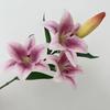 5PCS Artificial Lily Flower Branch Realistic Looking 3D Printed 3 Heads Lily Plant for Wedding Floral Decoration