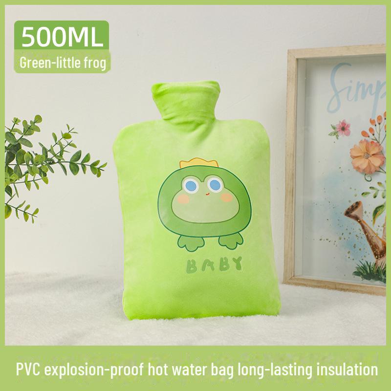 

Милая мультяшная плюшевая грелка Kaqite - грелка для рук для студентов 500ml hot water bottle + frog flannel cover