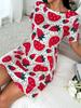 Short Sleeve Round Neck Sleep Dress with Fruit ; Vegetable Allover Print Clothing - - Machine Washable Clothing Dress Suitable For. Cozy Lounge Wear F