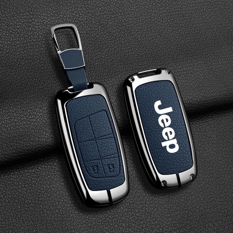 For Jeep High Quality Leather Car Key Case For Jeep Grand Cherokee WK2 KL Wrangler JK Commander Renegade Compass 2018 2022 Ac