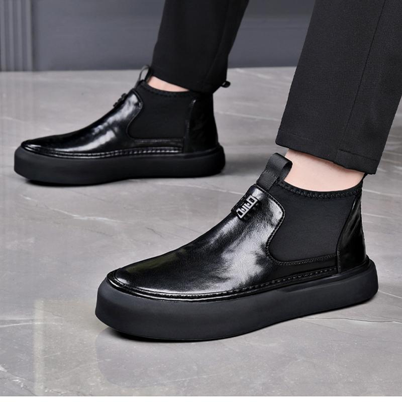 New Arrival Casual Men Short Boots Comfy Slip On High-Top Shoes Classic Retro Leather Ankle Boots Leisure Walk Man Driving Shoes