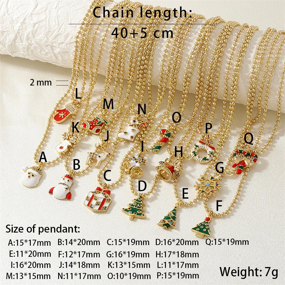Christmas Cartoon Pendant Necklace: Snowflake, Tree & Reindeer Clavicle Chain