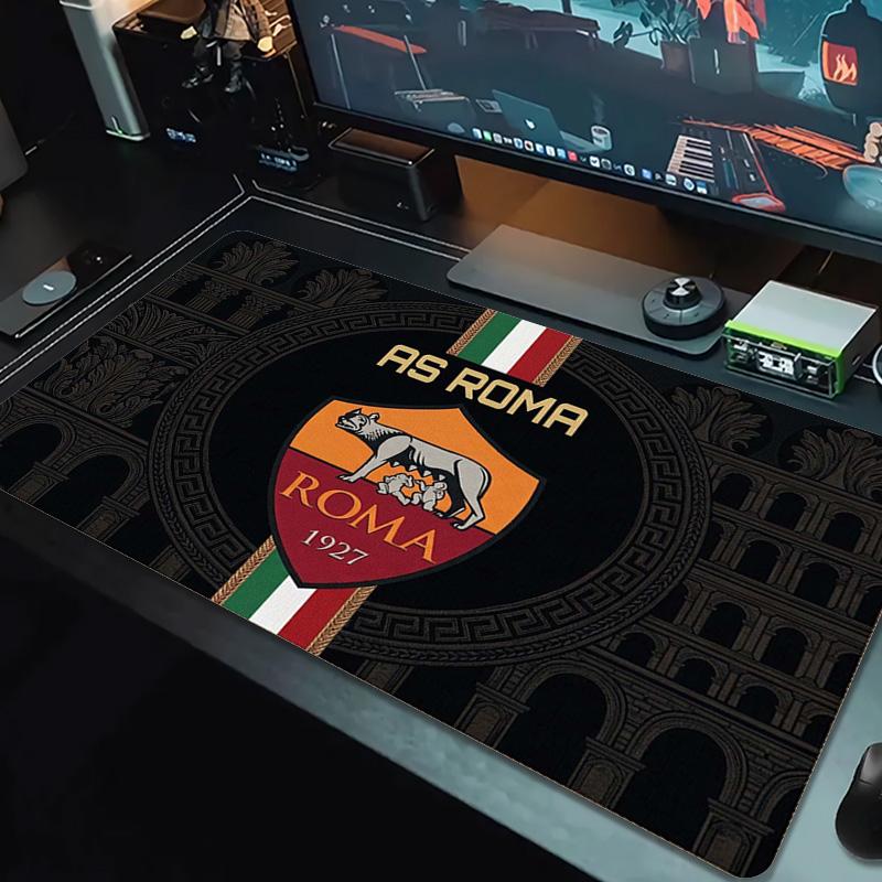 AS Roma Logo Color Mouse Pad Large Gaming Table Cushion Non-slip Laptop Tablet Big Mousepad XXL Mat Mini PC Playmat With Lock edge