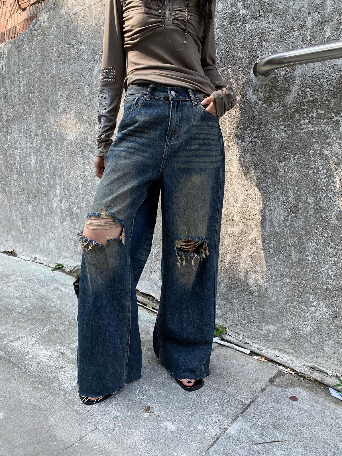 

9Hour Women s Ripped Straight-Leg Jeans with Belt Buckle - Spring 2026 Collection (CX0155) Small синий