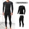 Herfst/Winter Heren Zwart Lange Mouwen Broek Ondergoed Set Jeugd Fitness Hardlopen Basis Sportshirt Casual Stretch Broek