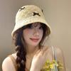 Mini Bow Beach Straw Hat For Women Crochet Fisherman Hat Knitted Hollow Weaving Bucket Hat Sweet Foldable Breathable Sun Cap