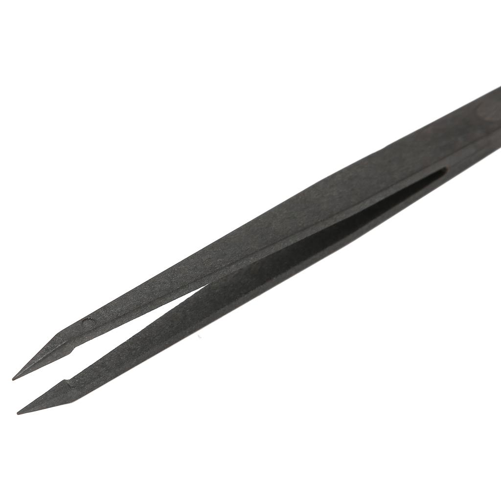 10pcs Anti Static Tweezer Plastic Material Glossy Lines Black Hearing Aid Tweezer for Electronics Laboratory Work