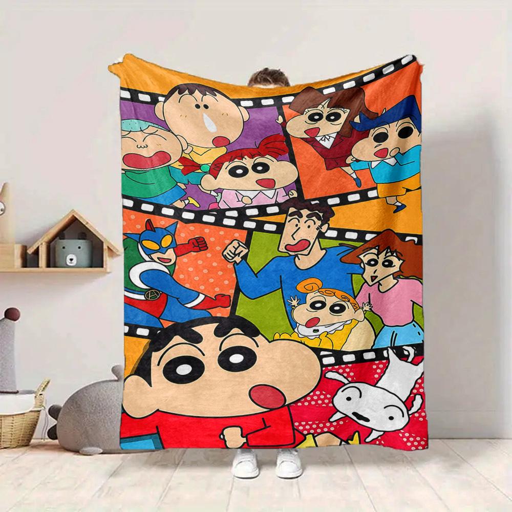 1pc Crayon Shin chan Blanket Lightweight Flannel Blanket Throw Blanket For Sofa, Bed, Travel, Camping, Livingroom, Office, Couch