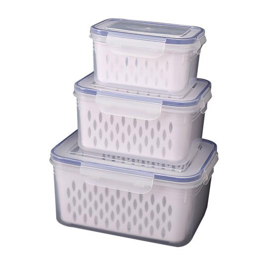 3Pcs Fruit Storage Containers Food Grade BPA Free Large Capacity Good Sealing Easy To Clean Fruit Vegetable Storage Boxes with Lid