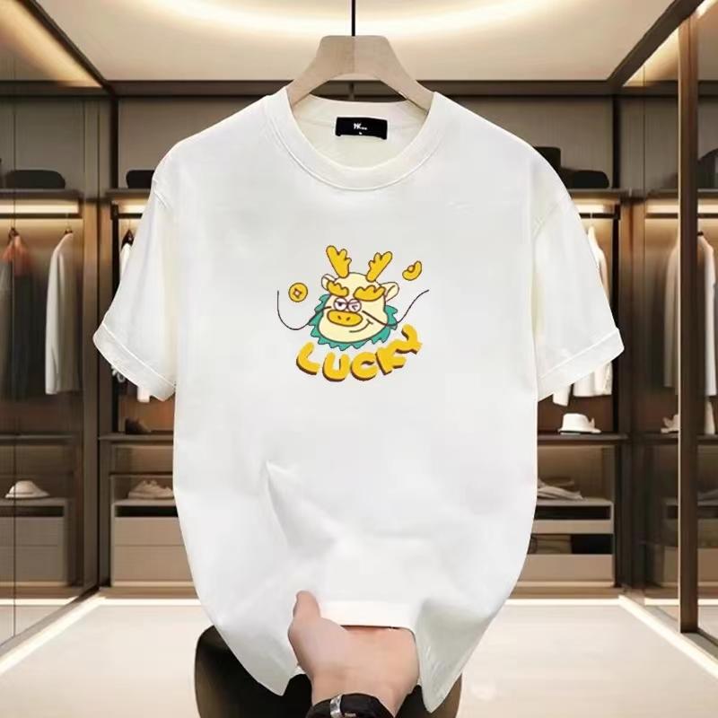 Pánské bavlněné tričko s potiskem písmen Nadměrné Volné Streetové oblečení Ležérní móda Top s krátkým rukávem Letní móda Pánská trička