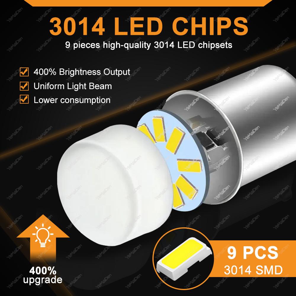 2/4/6/8/10 PCS P21W 1156 BA15S BAY15D 1157 LED Bulbs Turn Signal Lights 12V 3014-9SMD 6500K White Reverse Parking Brake Lamps Bulbs 7