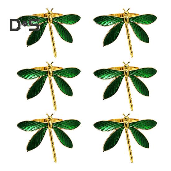 

Кольцо для салфеток «Стрекоза», металлический держатель для салфеток «Весенняя зеленая стрекоза», кольцо для салфеток для сервировки стола, свадебных праздничных ужинов, украшений 6pcs