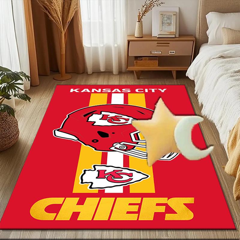 Kansas City Chiefs Football Rug Game Carpet, Floor Mat for Bedroom Living Room Entryway Rug, Home Decor Idea Gift for Christmas birthday