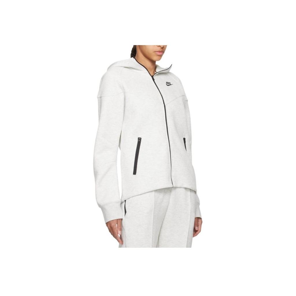 Nike Alphabet Logo Print Zip-Up Hoodie Jacket With Loose Long Sleeves Women Jacket Light-Grey FB8339-013
