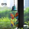 Butterfly Wind Chime Metal Stained Glass Wind Chime Hanging Decoration for Indoor Outdoor Garden Patio Porch Home Decor