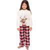Parent-child Cotton Material Deer Printing Round Neck Plaid Christmas Parent-child Set Autumn and Winter