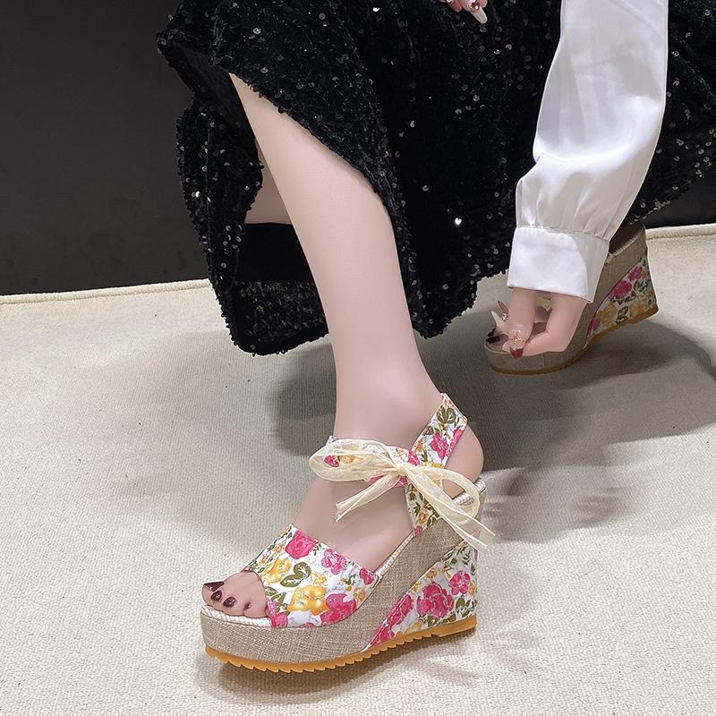 Fashion Nuevas Sandalias Formales De Cuña Cómodas Florales De Suela Gruesa 2024 Para Mujer Recién Lanzadas