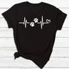Unisex Women Dog Heartbeat Print Short Sleeve Tshirt Unisex Harajuku Casual Unisex and Womens Tshirt Clothing Street Tops Clothes