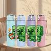 1PC Green Zombie Game Character 750ml Color Plastic Sports Water Bottle Leakproof Flip Straw Lid Suitable for Sports Office Home Use
