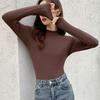 Coconut Oil Base Shirt for Women In Autumn and Winter New Korean Style Slim Fit and Velvet Round Neck Long Sleeve Versatile Warm Top