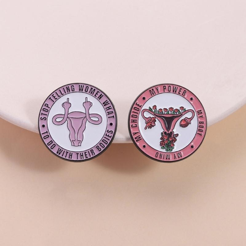 Contemporary Female Reproductive Art Brooch Shining Alloy Pin Trendy Uterus Badge Accessory For Special Occasions