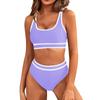 Dámské dělené sexy bikiny módní plavky s vysokým pasem, vyztužené bez ocelové podprsenky
