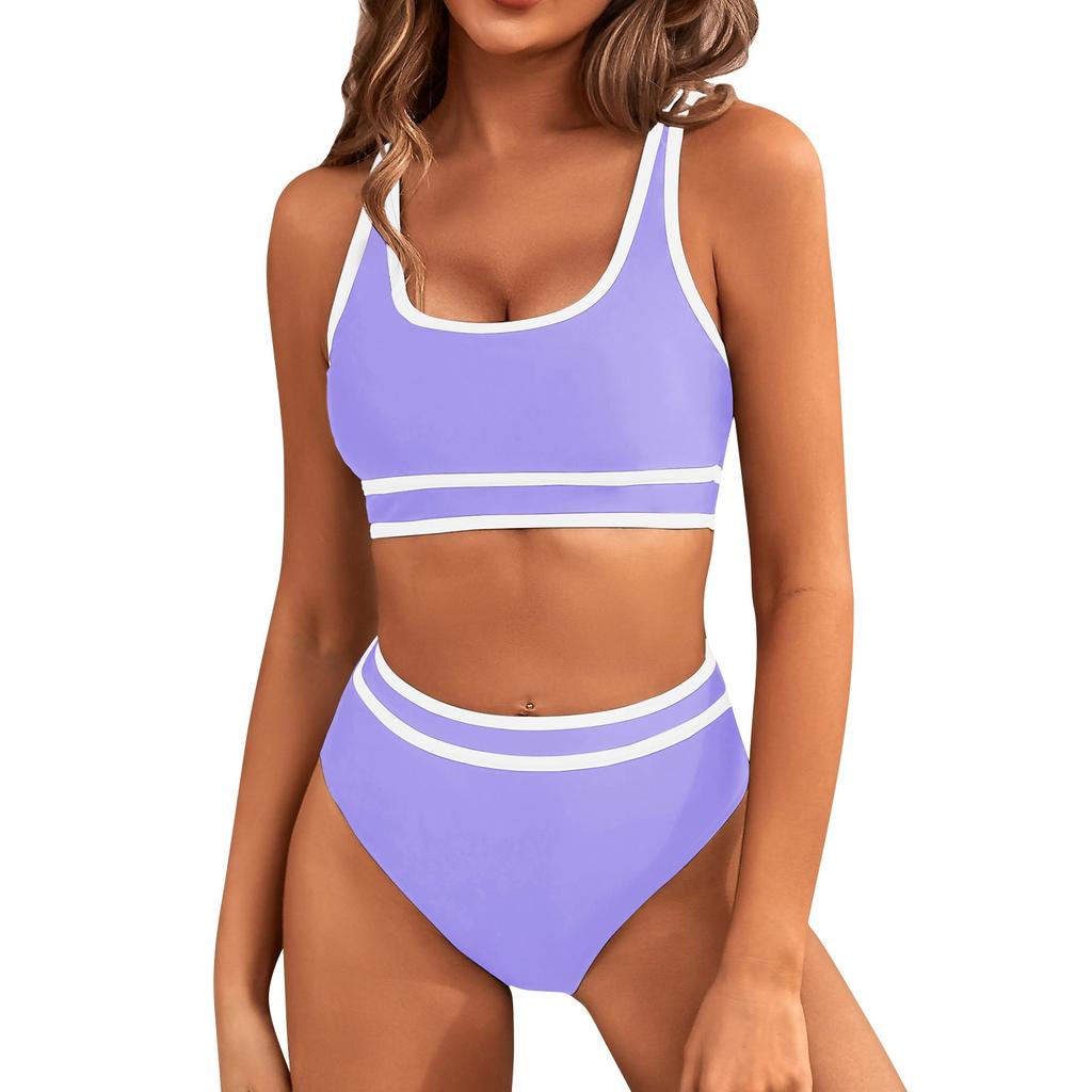 Women's Split Sexy Bikini Fashion High Waist Bra Padded No Steel Bra Swimsuit