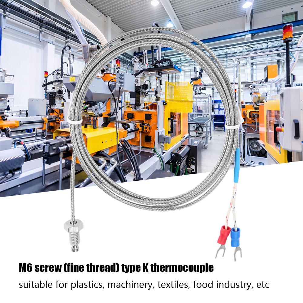 

Винт М6 с мелкой резьбой Тип K Провод датчика температуры термопары 0400 по Цельсию (5 м)