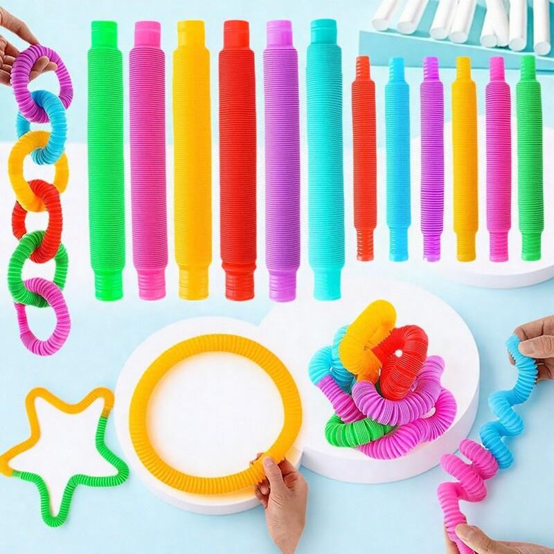 5Pcs Pop Tubes Sensory Toys Diameter 1.9Cm Macaroon Telescopic Tube Stress Relief Decompression Finger Toy For Kids Adults