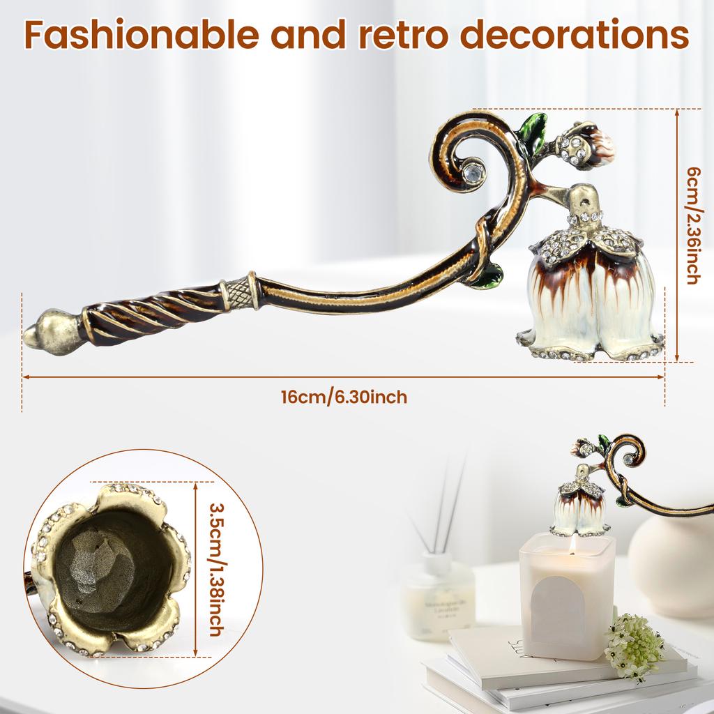 Vintage Floral Candle Snuffer Safe Candle Extinguisher Long Handle Metal Candle Stopper for Putting Out Wick Flame Home Decor