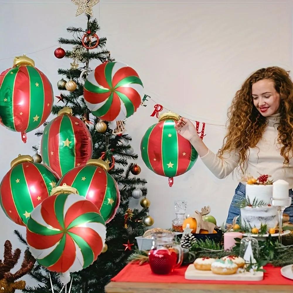 Christmas Ball Ornament Mixed Color Holiday Decoration Ball Christmas Candy Balloon Aluminum Aluminum Foil Balloon For New Year