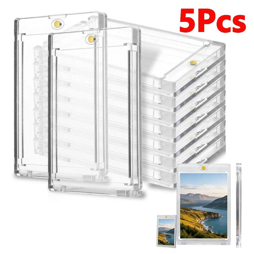 5Pcs 35PT Thickness Idol Photo Cards Protector Magnetic Game Card Storage Box  Game Cards Display