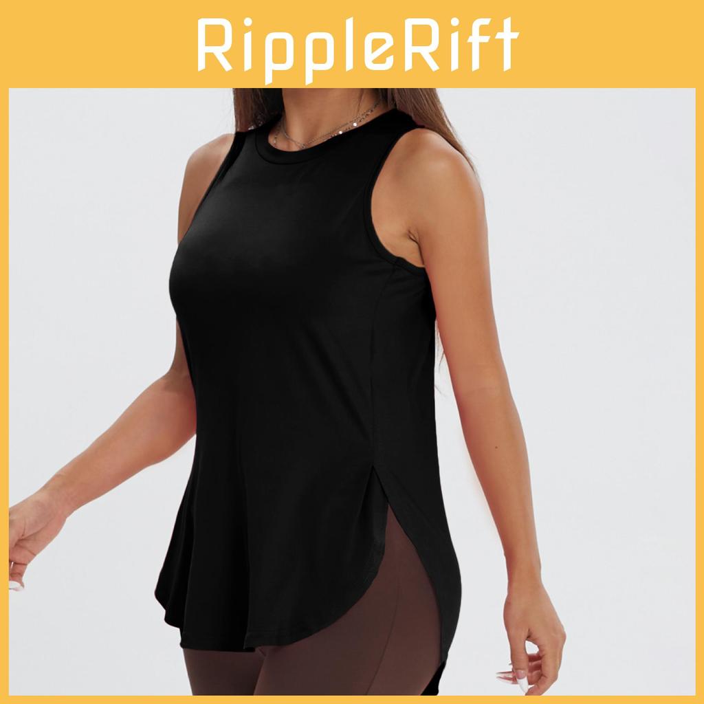 Workout Tank Top For Women With Side Slits Polyester Fabric For Yoga And Running