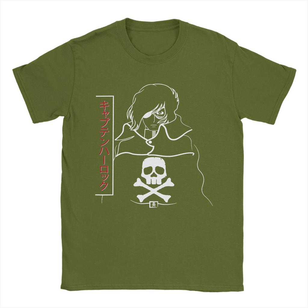 Space Pirate Captain Harlock Albator T-Shirts for Men Casual Cotton Tees Round Neck Short Sleeve T Shirt Graphic Clothes