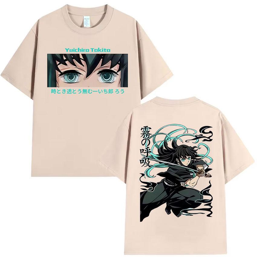 Anime Muichiro Tokito Graphic T Shirt Mens Women Clothing Summer O-Neck T-Shirt Y2K Vintage Oversized Cotton T Shirts Streetwear