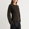 European and American Round Neck Long-sleeved Open-sewn Knitted Cardigan Top Autumn and Winter New Slim-fitting and Thin Sweater Jacket Women's Clothi