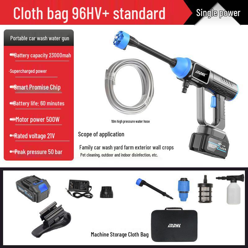 High-Pressure Wireless Portable Car Wash Gun with Lithium Battery