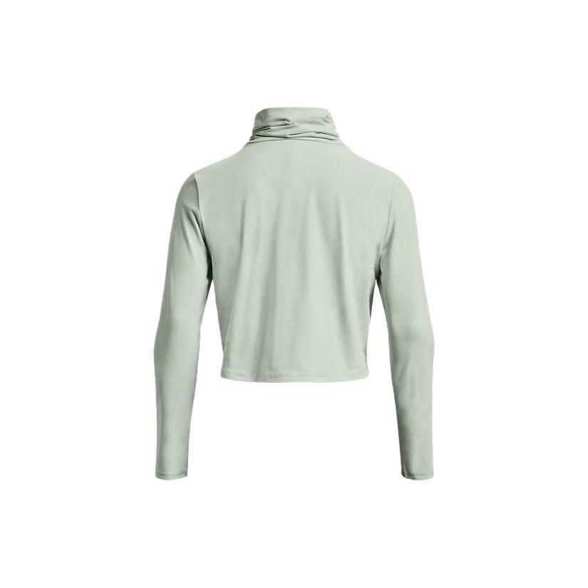 Under Armour Solid Color Crew Neck Long Sleeve T-Shirt Women Tops Green 1375417-592