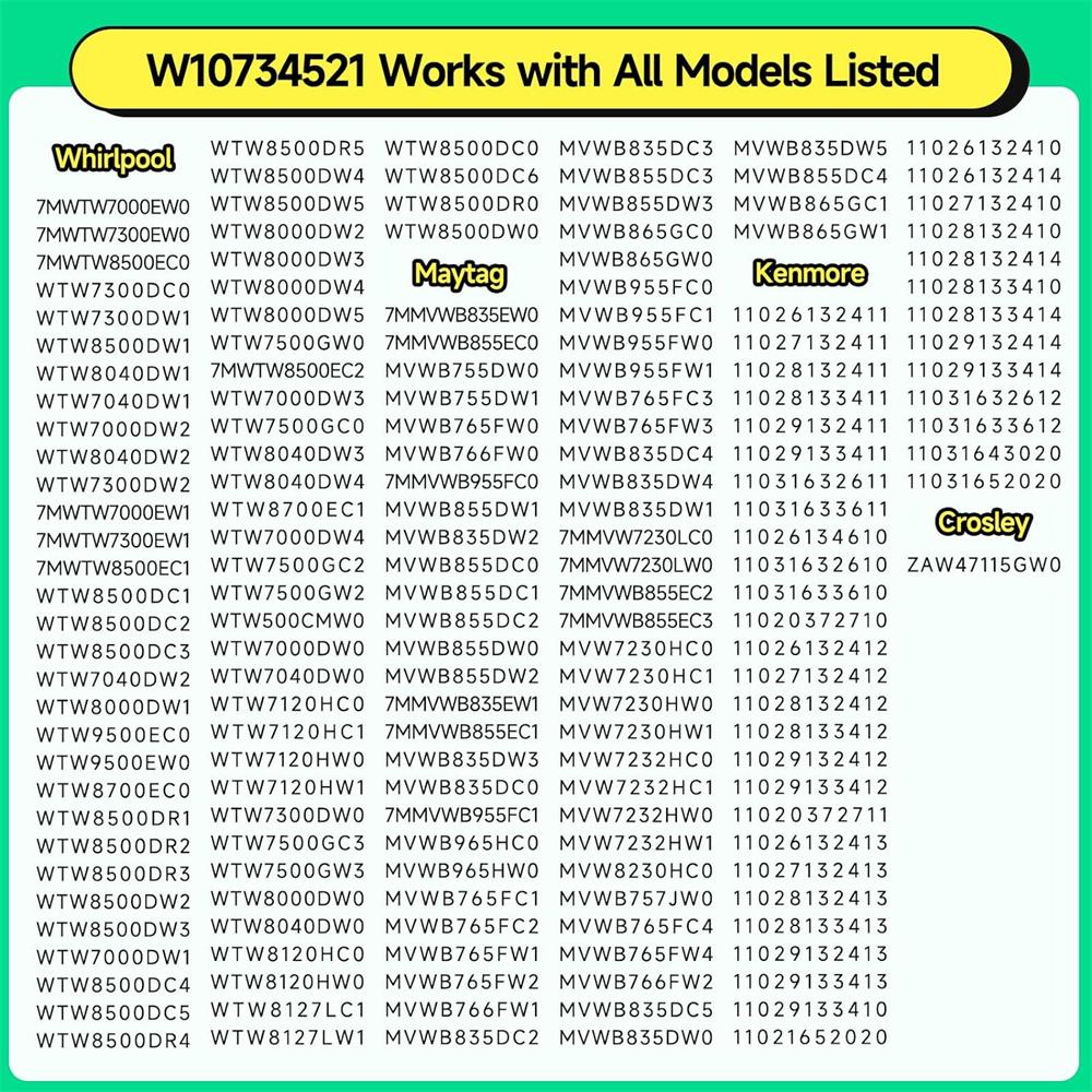W10734521 Washer Clutch Kit Slider For W10006484 W10006494 W10275082 W10447975