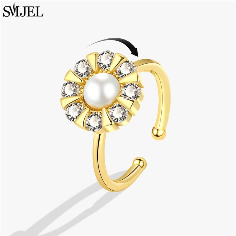 Etnisk Mote Tusenfryd Blomst Angstring Justerbar Dame Jenter Bekymring Stresslindring Smykker Spinnende Fidget-ringer Festgaver