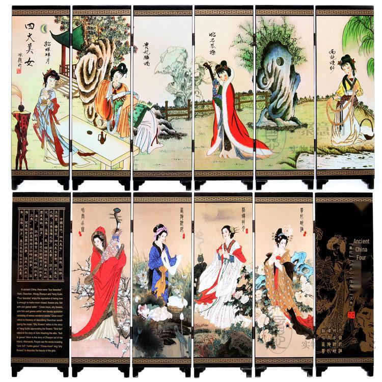 Chinese Style Desktop Lacquer Screen Ornament - Handmade Souvenir Home Decoration Gift