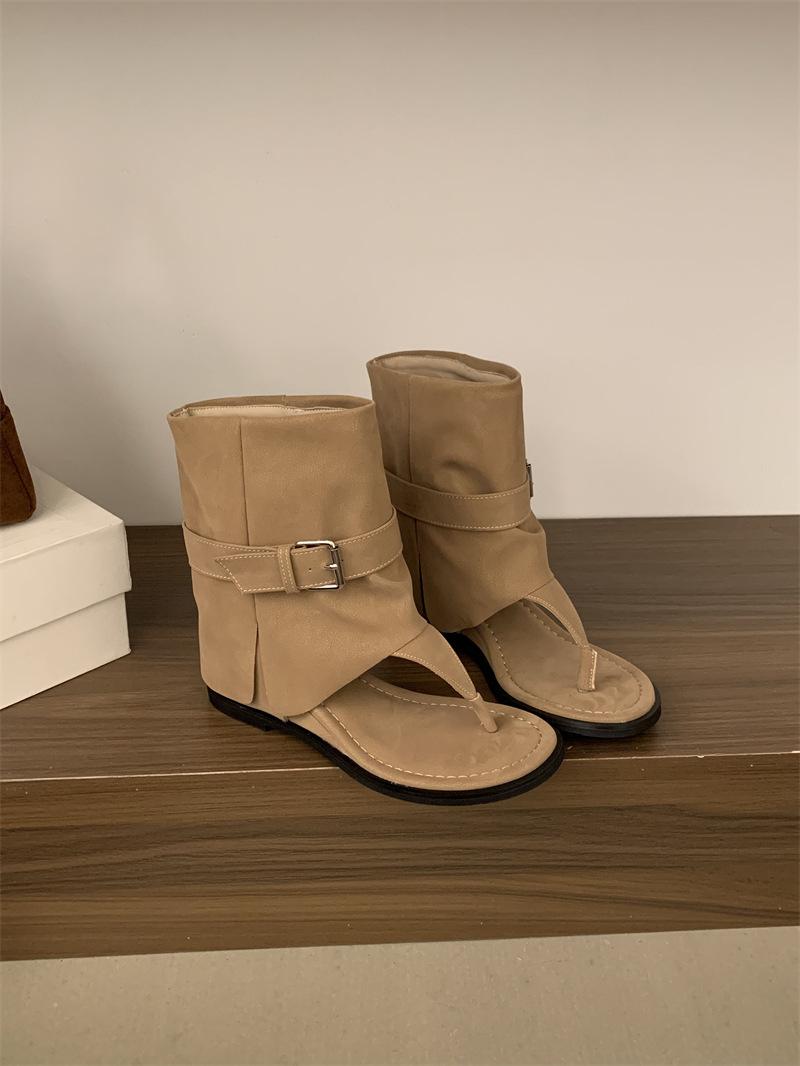 

Trendy ins Spice Girls Medium Tube Mezzanine Cool Boots Women s Summer New Breathable Niche Herringbone Roman Sandals 40