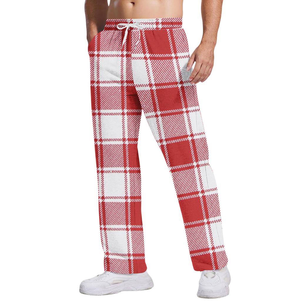 Herren Freizeithose mit Taschen | Gestreift Kariert Bedruckt, Locker Gerades Bein, Elastischer Bund mit Kordelzug Für Tägliche & Freizeitkleidung